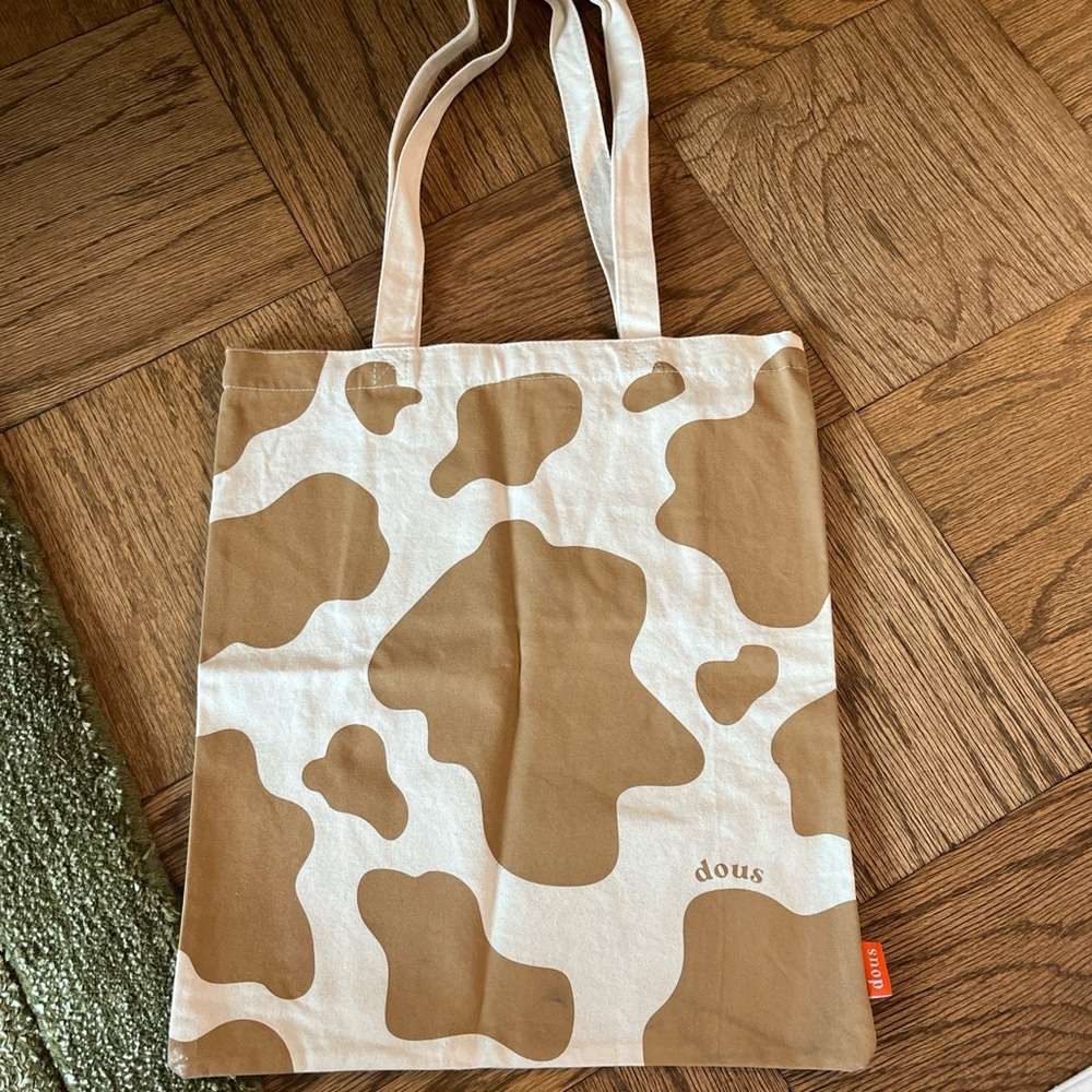 Cow print canvas tote bag